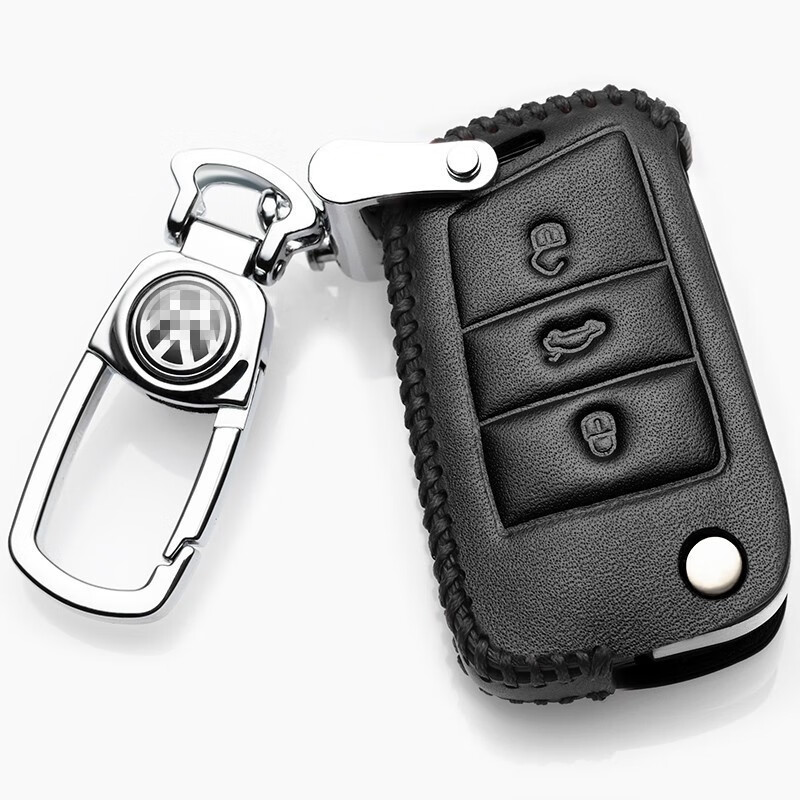 t-roc探歌真牛皮钥匙包新款一汽大众t-roc探歌汽车钥匙套扣钥匙保护壳
