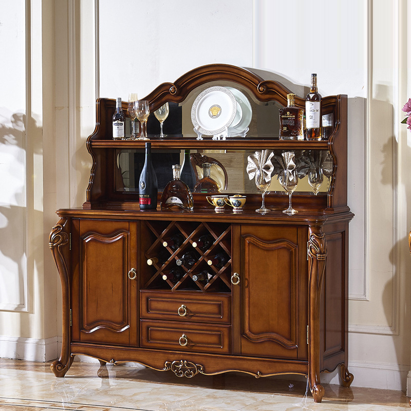 欧伦美餐边柜实木美式餐边柜 欧式复古餐厅柜 餐厅靠墙柜 储物柜 刀叉