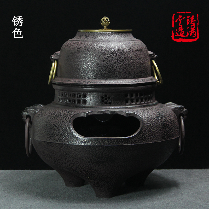 碳炉煮茶炭火茶炉 电炭炉 日式煮茶器鬼面风炉铸铁炉炭火 铁壶煮茶