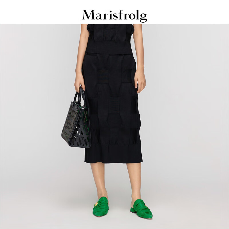 marisfrolg/玛丝菲尔女装夏季新款商场同款半身裙 黑色 s