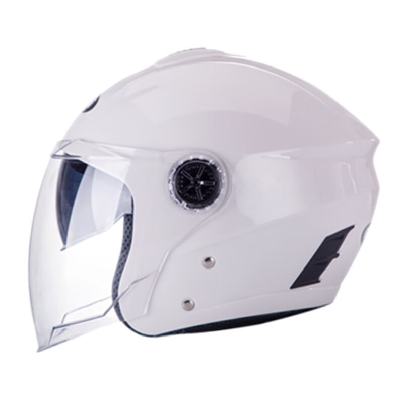 RUISHI摩托车头盔男女四季通用电动车安全帽双镜片半盔 白色 均码