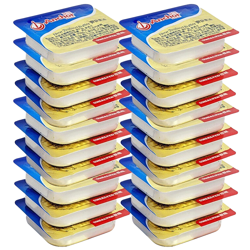 安佳（Anchor）动物黄油小包装黄油煎牛排黄油家用小块黄油烘焙黄油原味黄油 20盒（买2份划算）