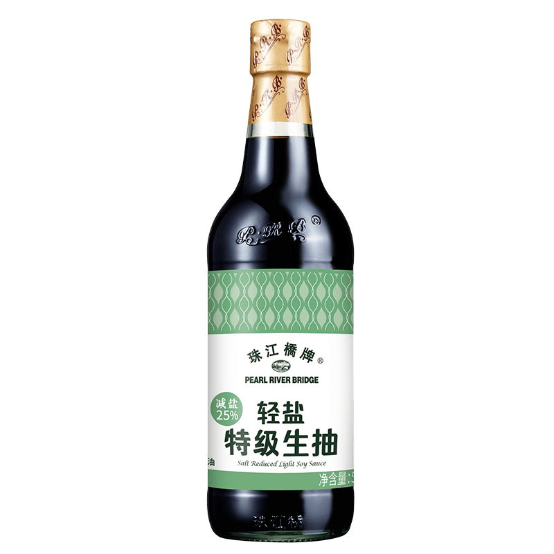 珠江桥牌轻盐特级生抽500ml 减盐炒菜酱油 薄盐豉油 炒菜点蘸无海盐