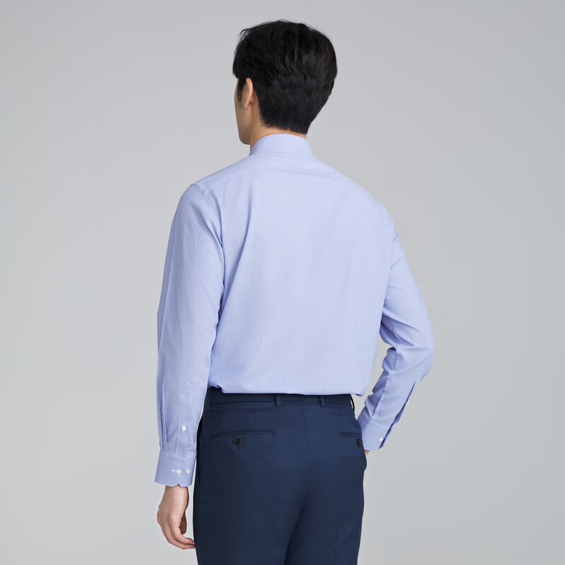 MAYOR男装 秋季ALBINI全棉强捻高支纱免熨长袖衬衫男 蓝色 41