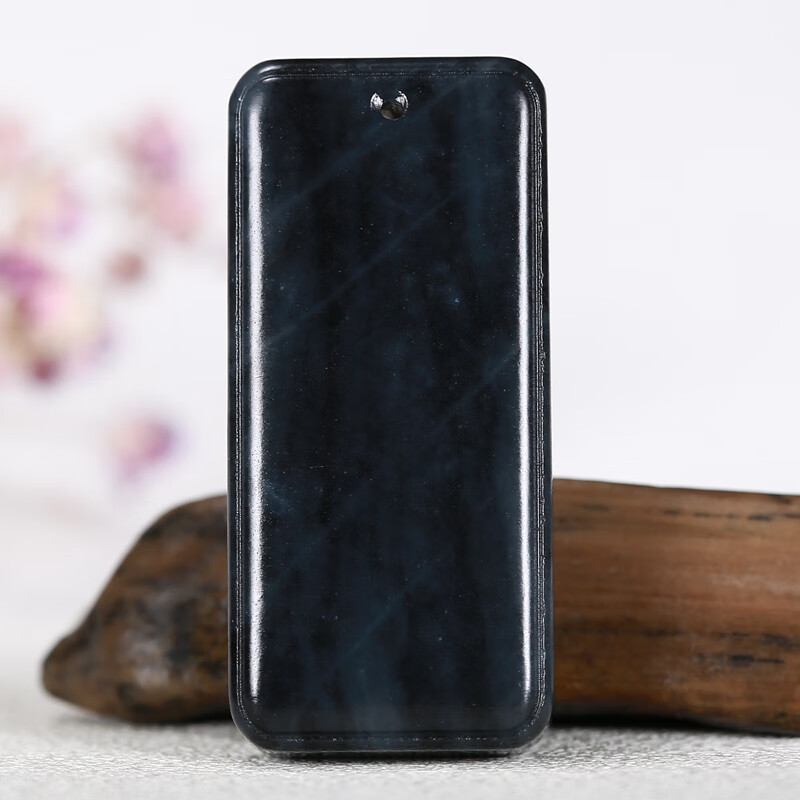 玉者无疆【实价店】和田玉墨玉平安无事牌吊坠玉牌挂件重14.365克