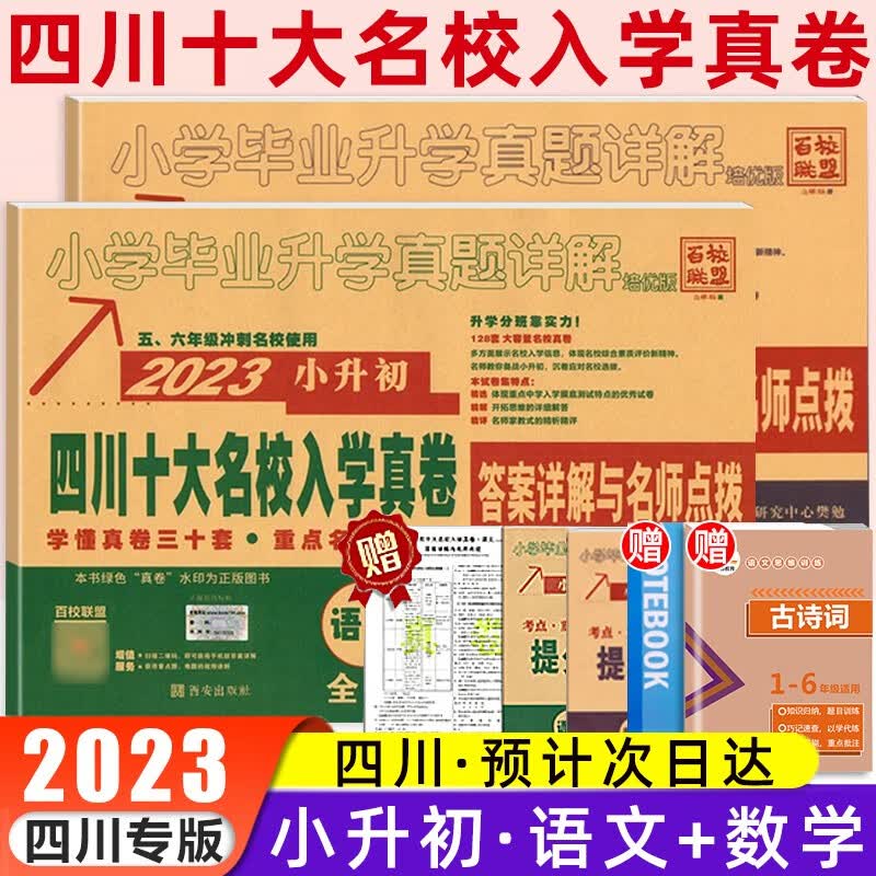 2023四川十大名校入学真卷冲刺名校小升初语文数学真题卷四川重点名校五升六入学真卷四川小升初 小升初语文+数学入学真卷