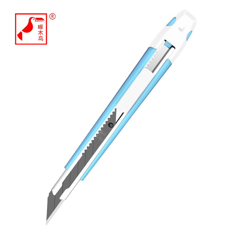 啄木鸟 啄木鸟美工刀9mm小号不锈钢多功能金属介刀壁纸裁纸刀 1把小号