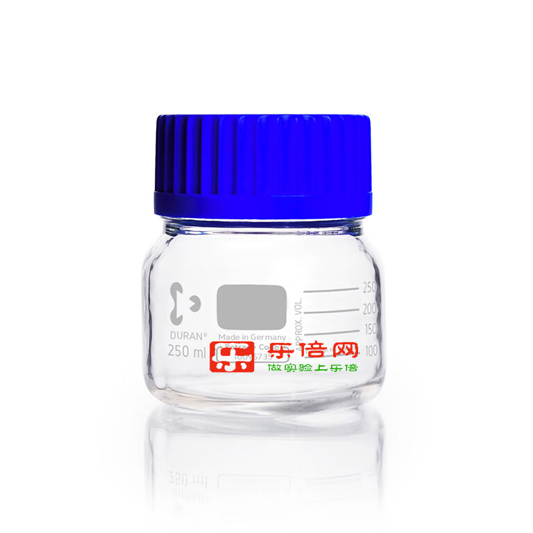 肖特duran广口试剂瓶玻璃食品级储存瓶gl80液相发酵 250ml(含瓶子 蓝