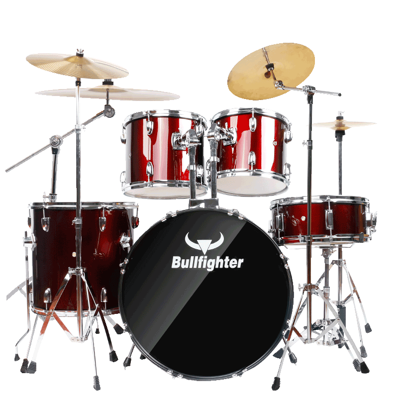 斗牛士（Bullfighter）架子鼓成人初學(xué)者兒童專業(yè)考級(jí)爵士鼓打擊樂(lè)器 酒紅色5鼓4镲（升級(jí)油皮鼓面）