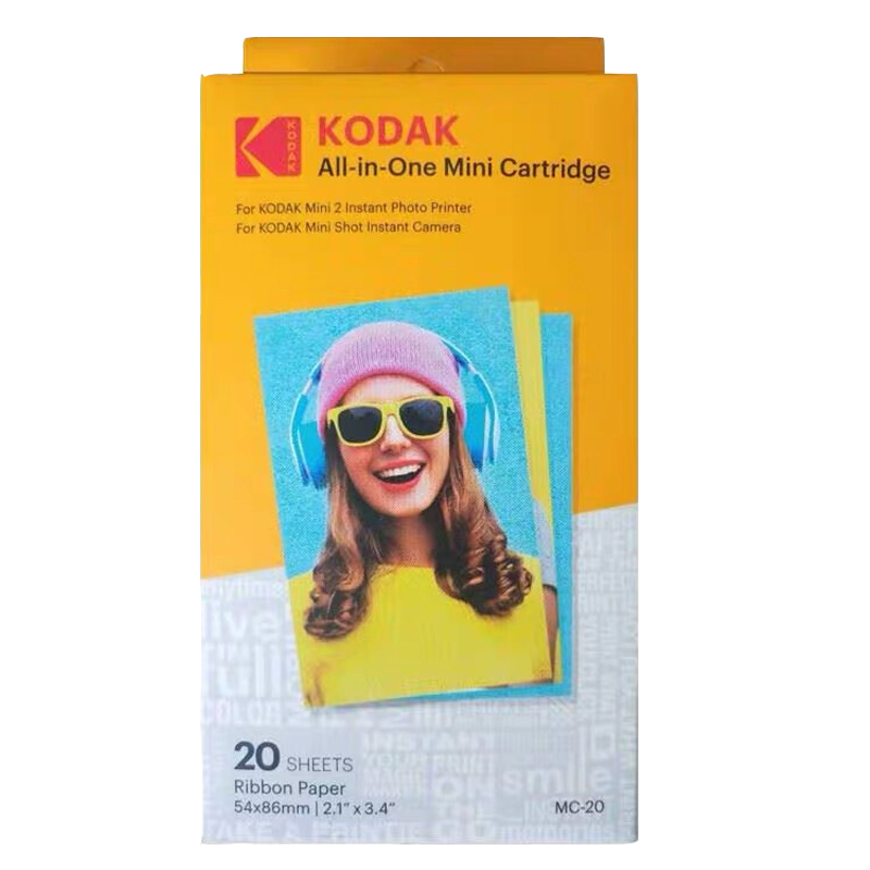 柯达（Kodak）2.1x3.4'' 适用MiniShot（升级版）C210系列拍立得 热升华 色带相纸一体化 不可粘贴相纸 20张