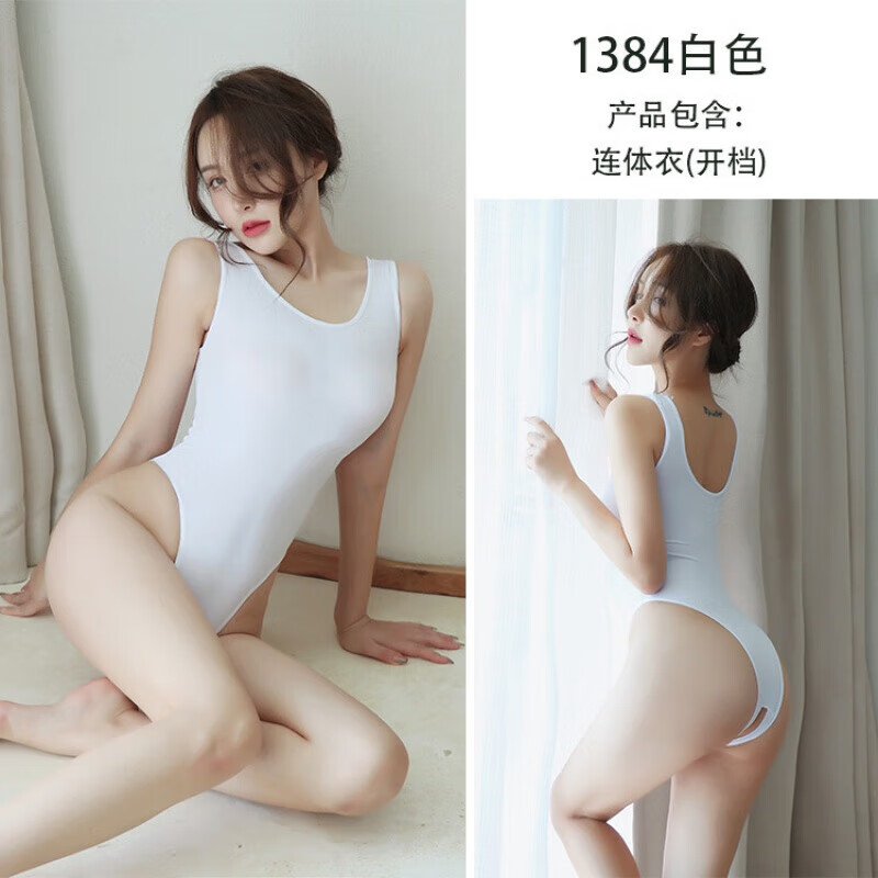 谨慎情绪美女性感诱惑运动连体泳衣套装清纯沙滩比基尼死库水 白色