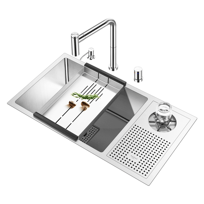 阿萨斯（ASRAS） 7643X 不锈钢洗杯器手工水槽高压自动奶茶咖啡厅酒水吧台大单槽 不含龙头 70*43cm（常规款）