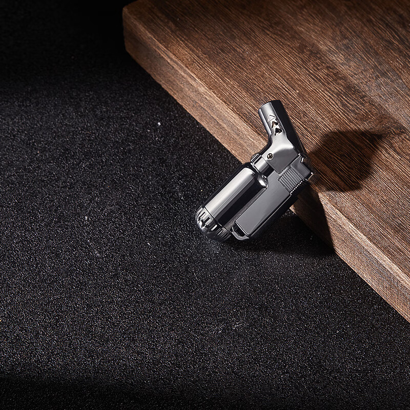 灵魂防风直冲喷火枪高温小焊枪反复充气式气体打火 小号火机枪银色