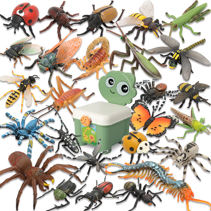 玛奇乐（MECHILE）仿真昆虫模型动物玩具蜜蜂蝴蝶蜻蜓儿童认知阳彩臂金龟开学第一课昆虫动物26件套装