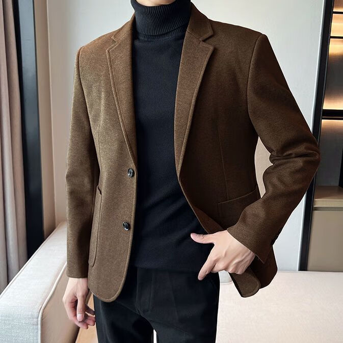 煦与曦休闲套装男时尚搭配帅气30岁新款西装士外套修身韩版加厚秋冬季