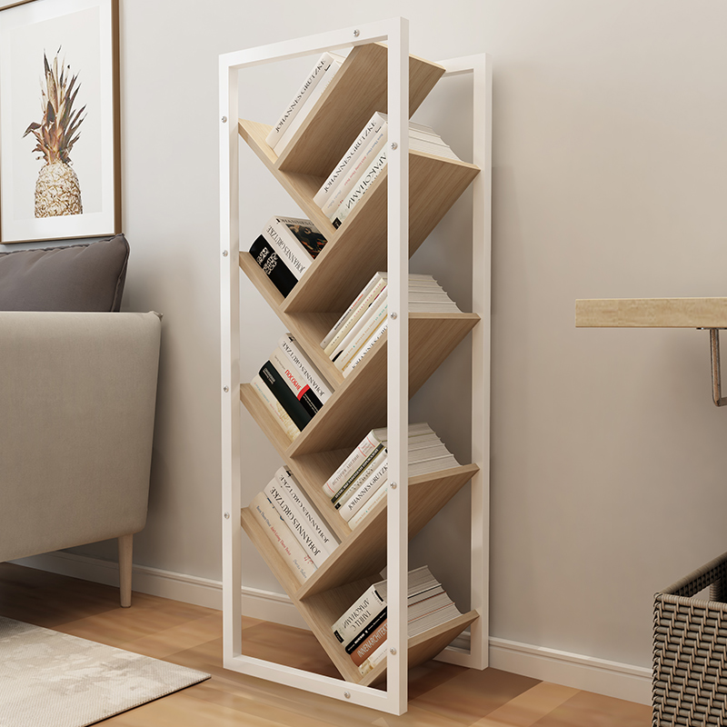 帅力书架 树形多层简易储物置物铁框书架子114cm八层原色SL8117S