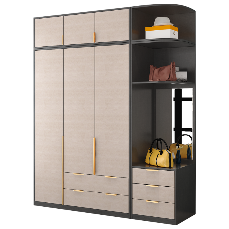 臻享家北欧轻奢衣柜组合现代简约小户型出租房卧室储物柜对开门转角衣橱 单衣柜 四门衣柜