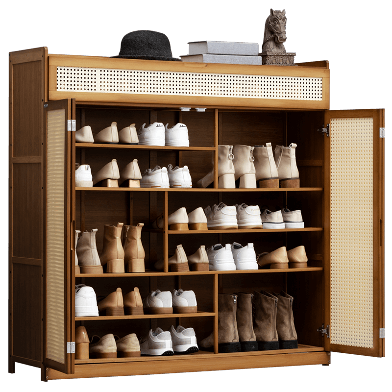 淘之良品 简易鞋柜门口客厅玄关柜家用入户换鞋凳阳台进门小鞋架收纳隔断柜大容量入户柜中式宿舍经济型鞋橱 【网纹透气】经典款-二门5层