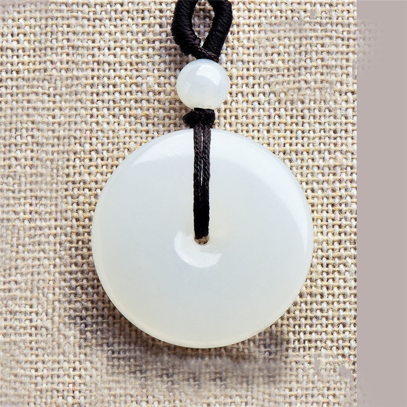 珠玥白玉平安扣挂坠男女款玉坠和田玉羊脂玉扣子配挂绳自戴送礼