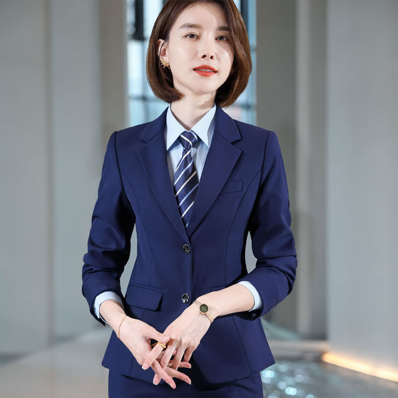 抒描售楼处客服工装职业西装套装蓝色酒店4s店经理工作服售楼部气质