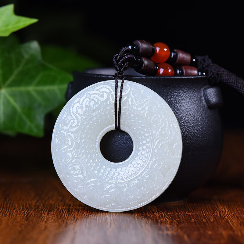 赵禄新疆和田玉白玉仿古平安扣吊坠男士玉牌挂件玉佩生日礼物送礼推荐