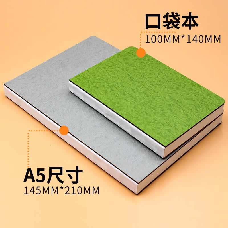 本语时光速写绘画本300克中粗纹细纹口袋图画本丙烯马克笔水彩水粉彩铅油画棒写生涂鸦本 茶叶绿2本装(A5+口袋)