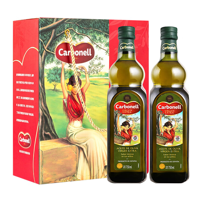 carbonell康宝娜西班牙进口特级初榨橄榄油 食用油凉拌烹饪调味品 750ml*2瓶礼盒