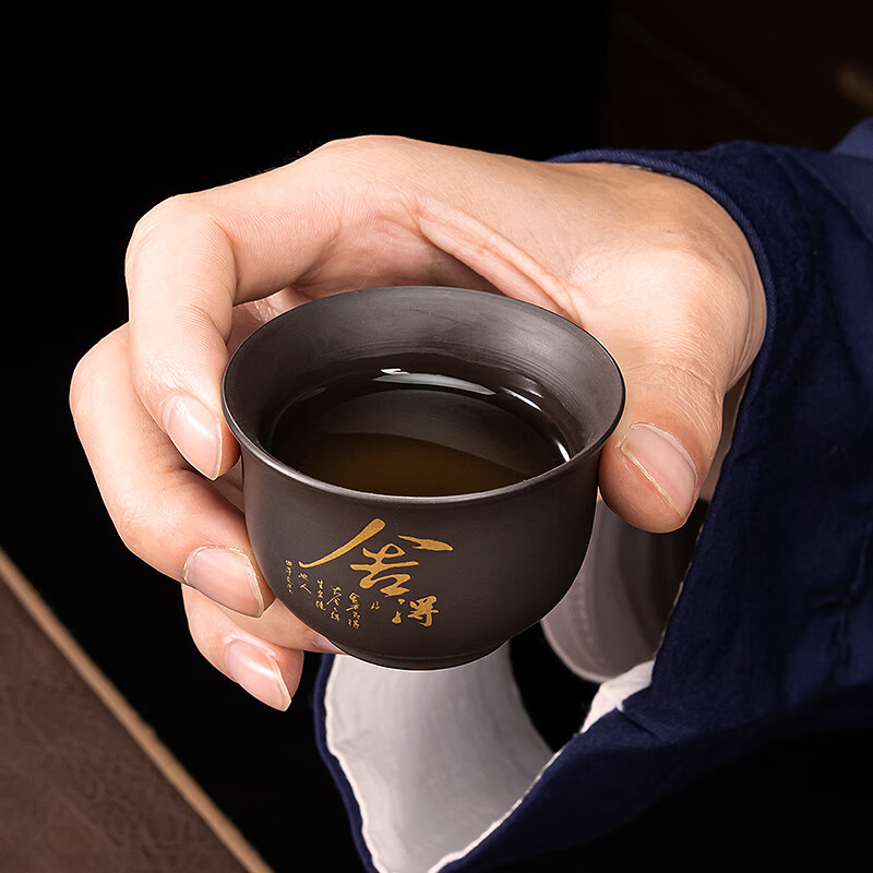 正扬紫砂石磨自动茶具套装家用功夫茶杯懒人泡茶器旋转出水贴花整套 紫砂自动(舍得)六杯+茶道