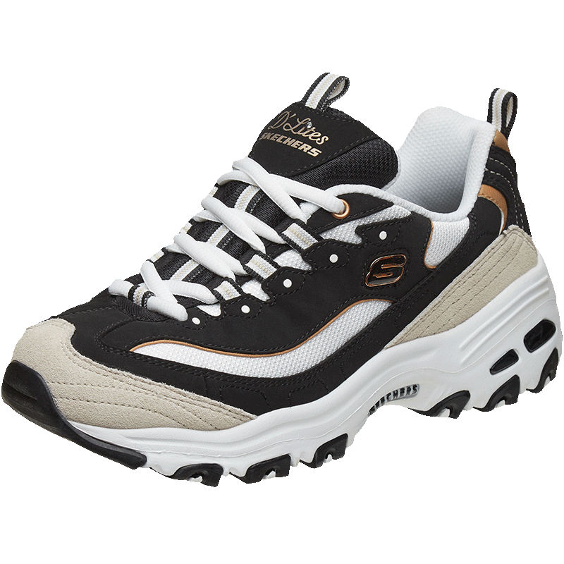 斯凯奇（Skechers）黑白金熊猫鞋秋男女同款情侣鞋时尚复古老爹鞋休闲运动鞋66666228