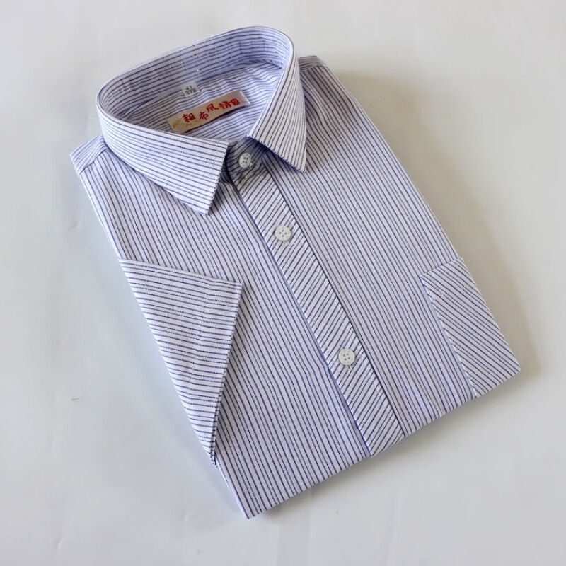 粗布风情男士衬衫夏季款老短袖格子半袖衬衣休闲条纹上衣 h1 170/40