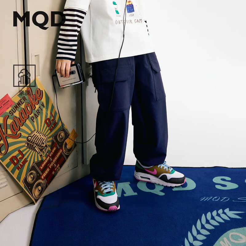 马骑顿（MQD）【束脚裤】MQD秋季男大童户外露营工装休闲裤 藏青 150