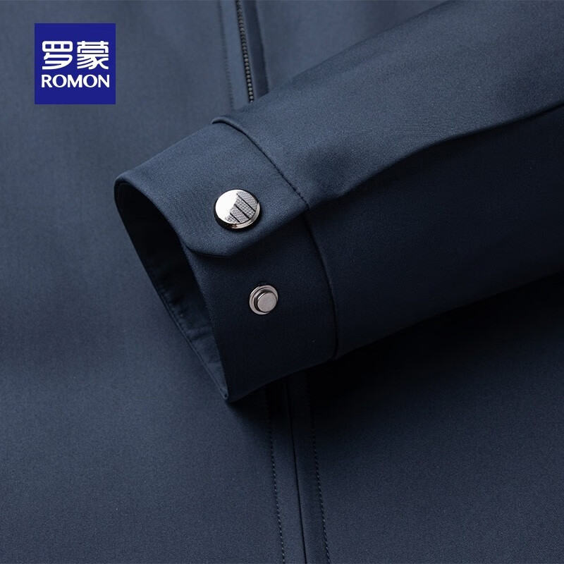 罗蒙行政翻领羽绒服男干部装秋冬中老年商务男士加厚保暖外套男爸爸装 3Y147A28深蓝 XL 180(建议140-160斤)