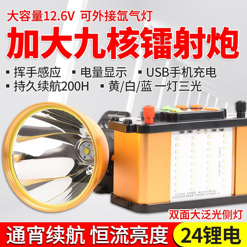 狩猎王头灯强光充电超亮头戴式夜钓鱼分体大容量超长续航led户外矿灯