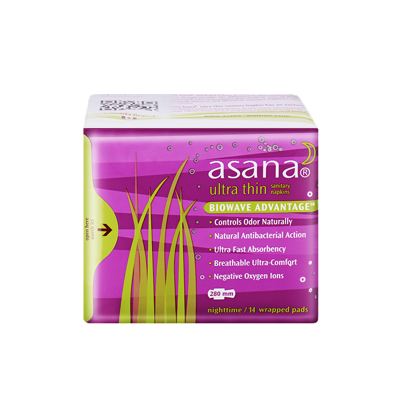 阿莎娜（Asana）夜用卫生巾280mm14片超薄绵柔护翼型防漏姨妈巾 棉柔 280mm 14片
