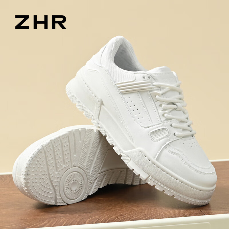 ZHR 则则男鞋【经典配色】新款运动休闲鞋男低帮厚底舒适板鞋百搭小白鞋 白色 41