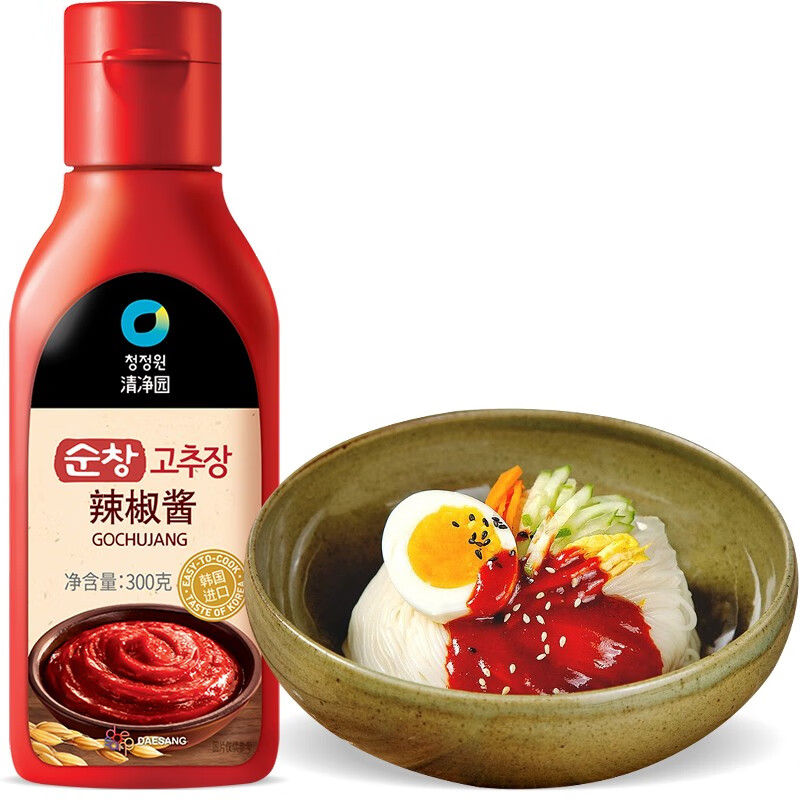 清净园韩国进口 清净园辣椒酱300g韩式石锅拌饭辣炒年糕火锅蘸酱辣椒