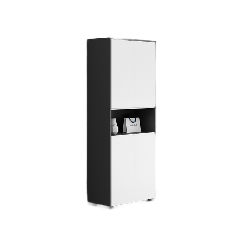 美轩戈办公室文件柜高柜文件夹储物柜资料柜子简约现代木质黑白柜子 双开门高柜