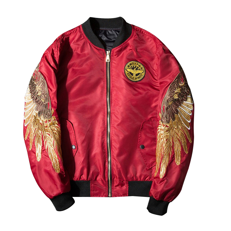 supreme)夹克男女潮牌2021秋冬刺绣中国风情侣棒球夹克男外套 c56红色