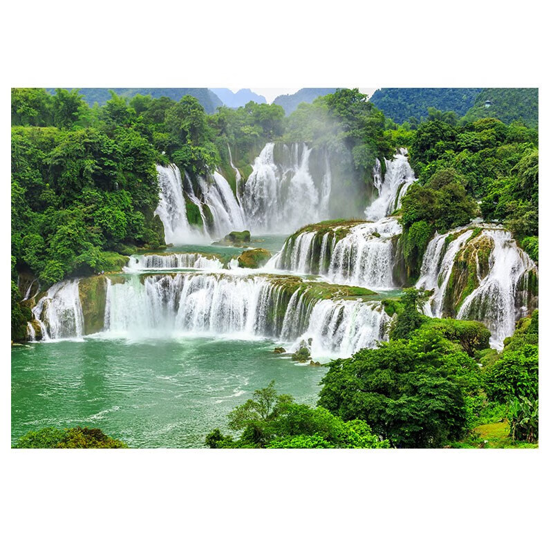 雅空八方来财山水画聚宝盆风景画背景墙贴纸背景自粘流水生财广进 高