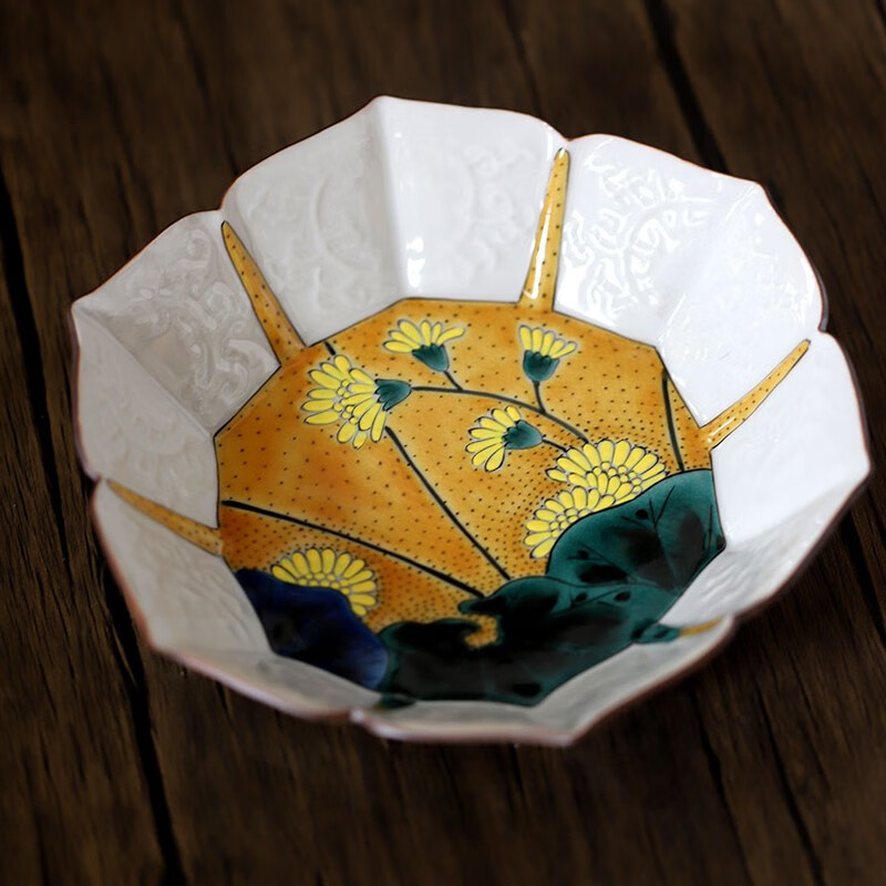 北野工坊 北野工坊日式陶瓷大碗福田良则手绘花瓣形料理碗宫廷风汤碗