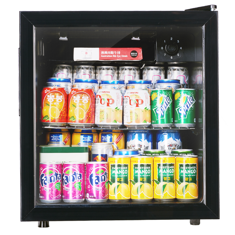 奥克斯（AUX）冰吧单门小型电冰箱迷你红酒柜冷藏柜透明玻璃门展示柜商用家用保鲜柜 JC-48K75L冰吧 冷藏+微冷冻