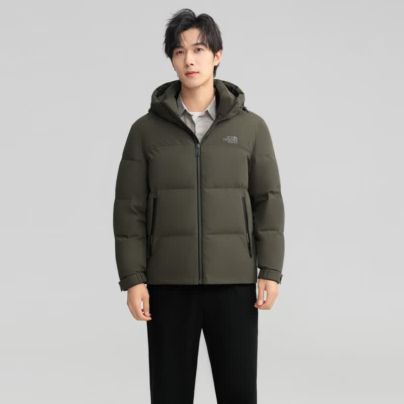 雪中飞新款百搭时尚男士短款连帽羽绒服休闲百搭保暖防寒显瘦亲肤 橄榄绿|4018 XL 180/96A
