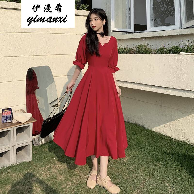 伊漫希 胖妹妹夏装连衣裙超仙茶歇可甜可盐小个收腰遮肚子显瘦微胖