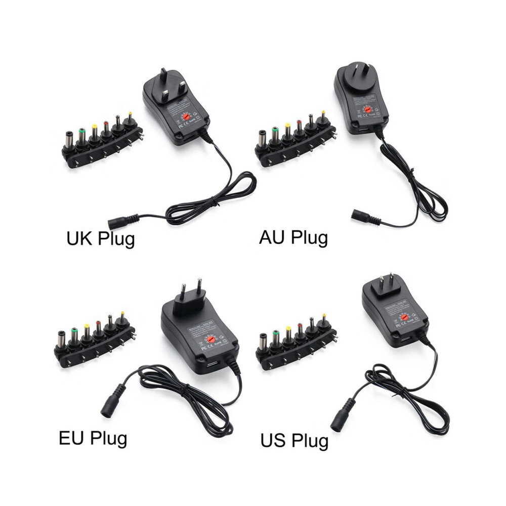 哩嗹啰嗹多功能电源适配器直流开关充电器可调 6个dc接口-美规