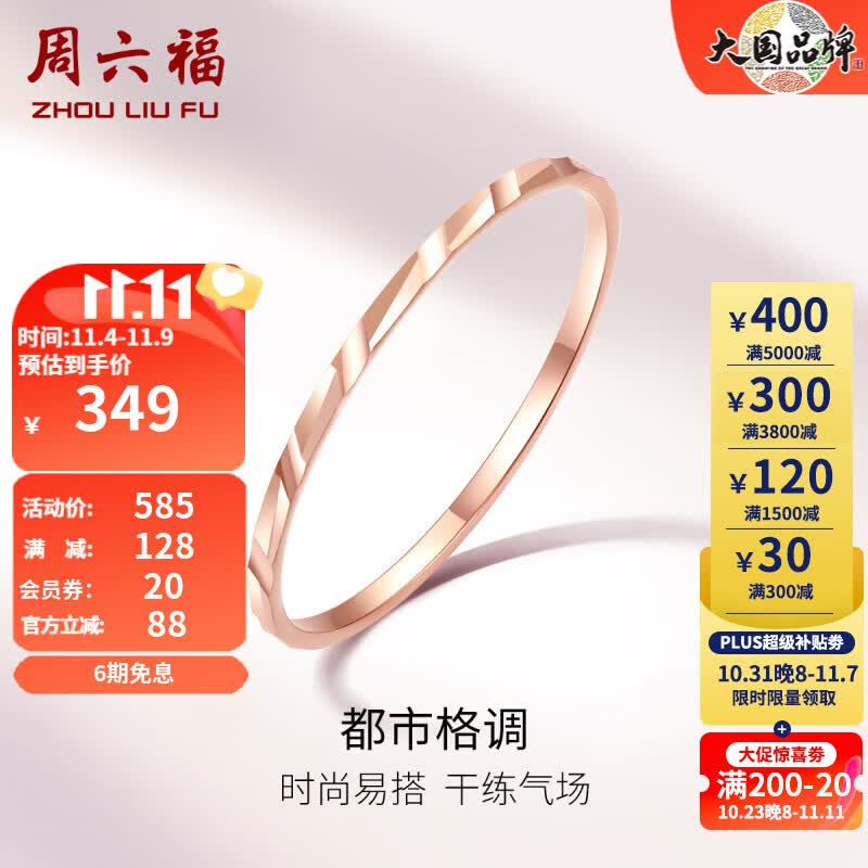 周六福（ZLF） 18K金戒指女玫瑰金彩金尾戒简约小清新指环素圈戒指 10号怎么看?