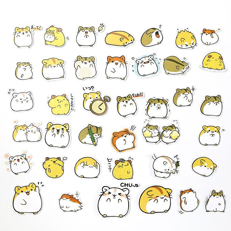 小仓鼠手帐贴纸可爱卡通少女心动物创意手账本文具学习用品贴画 小