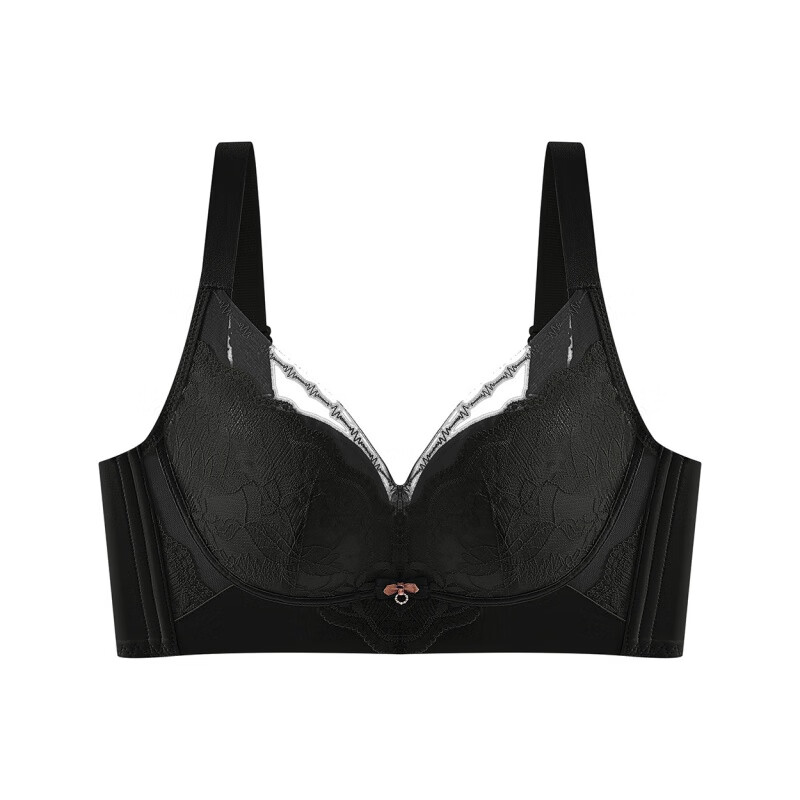 性感内衣小胸聚拢不空杯收副乳防下垂中厚杯舒适文胸内 黑色 34b杯