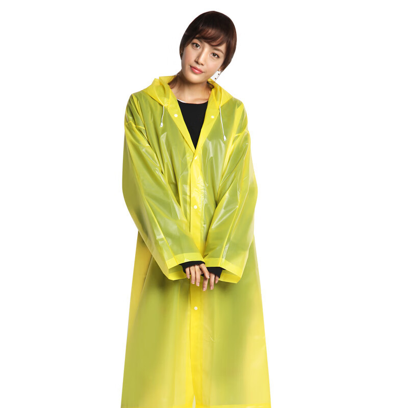 熊潘黛 雨衣男女士成人雨衣非一次性雨衣长款带帽户外旅游登山便携式雨披 柠檬黄-1件