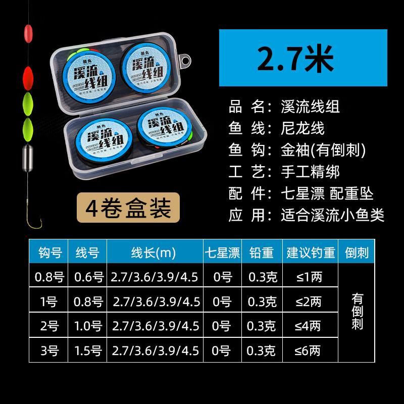 大师推荐溪流钓线组套装马口白条石斑鳑鲏三粒七星漂传统小鱼小物 金