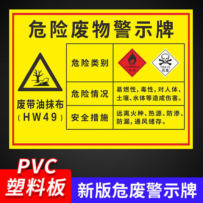 危险废物警示牌新版废机油废油漆桶标识牌警告牌危废间标志贴定制